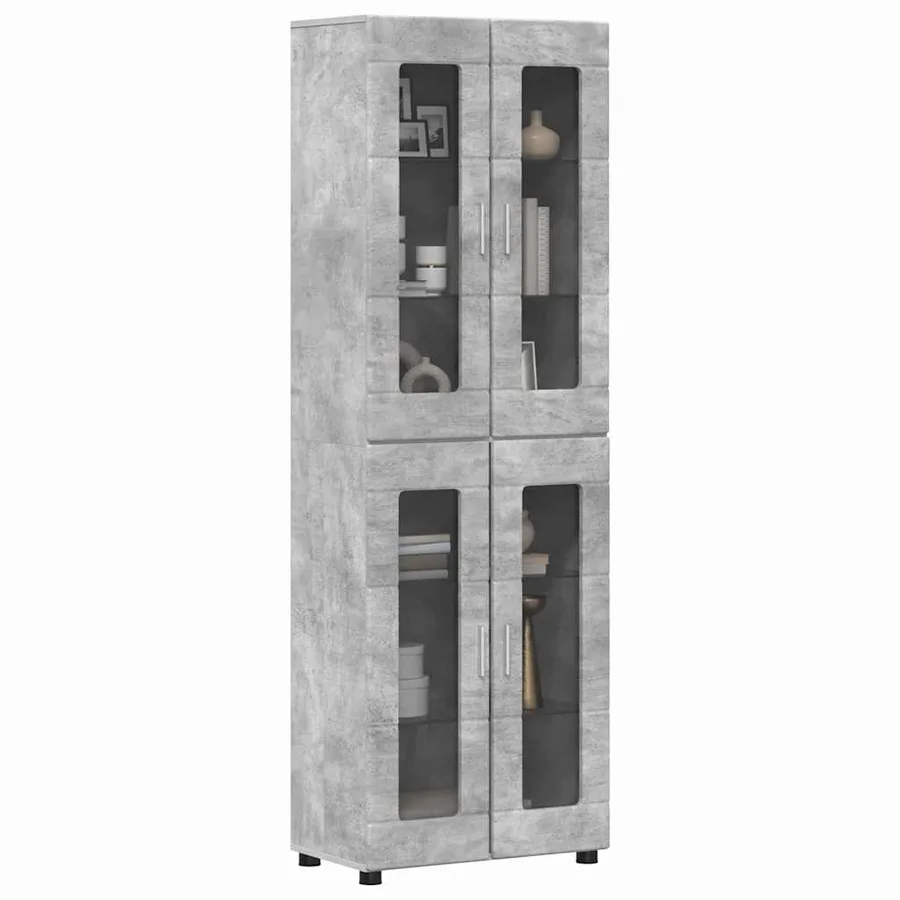 Haut Armoire avec étagère FLORIN Gris béton 60 x 35 x 182 cm - 3