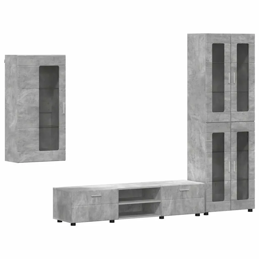 Ensemble meuble TV FLORIN 3 pcs Gris béton Bois d'ingénierie - 2