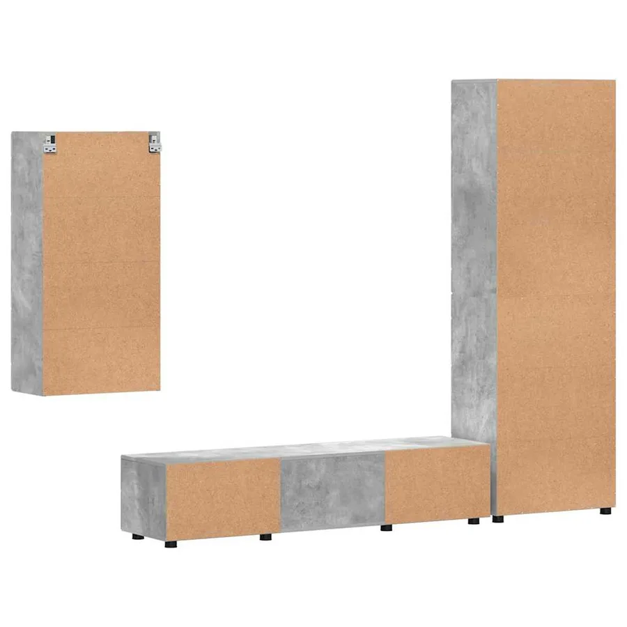 Ensemble meuble TV FLORIN 3 pcs Gris béton Bois d'ingénierie - 8