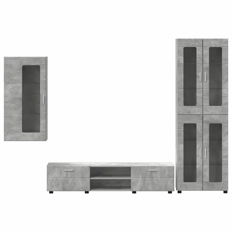 Ensemble meuble TV FLORIN 3 pcs Gris béton Bois d'ingénierie - 9
