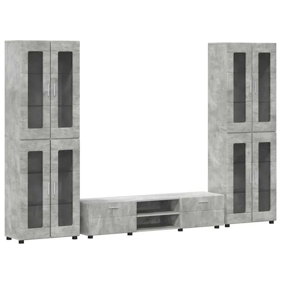 Ensemble meuble TV FLORIN 3 pcs Gris béton Bois d'ingénierie - 2