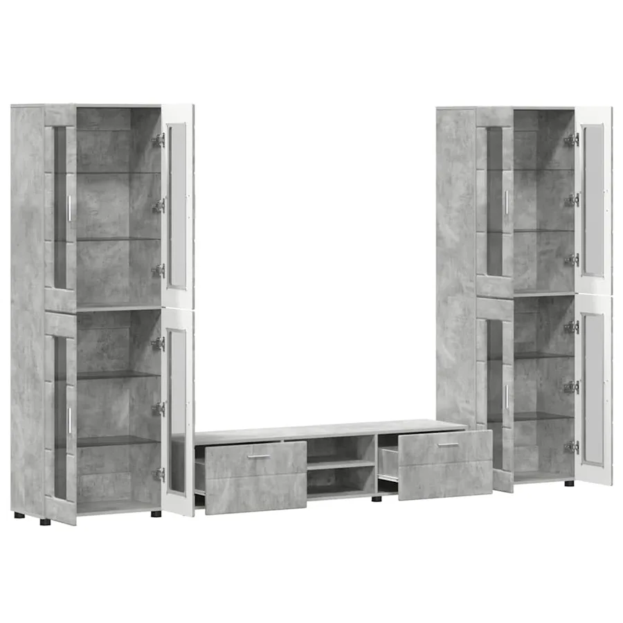 Ensemble meuble TV FLORIN 3 pcs Gris béton Bois d'ingénierie - 5
