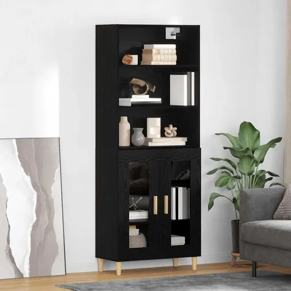 Haut Armoire Chêne noir 69,5 x 32,5 x 180 cm Bois d'ingénierie