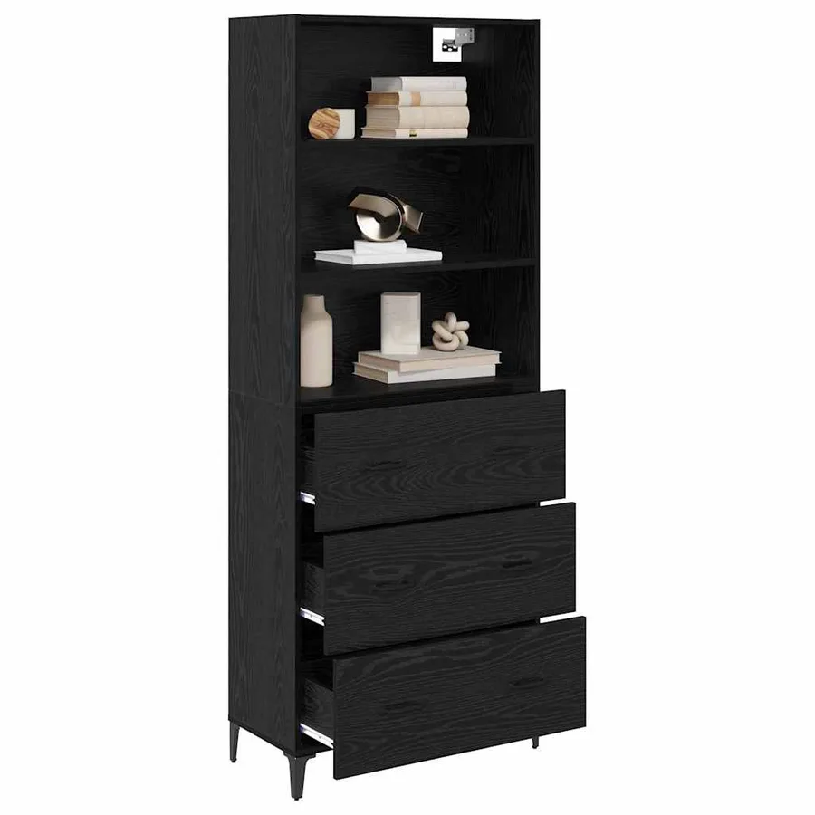 Haut Armoire Chêne noir 69,5 x 34 x 180 cm Bois d'ingénierie - 3