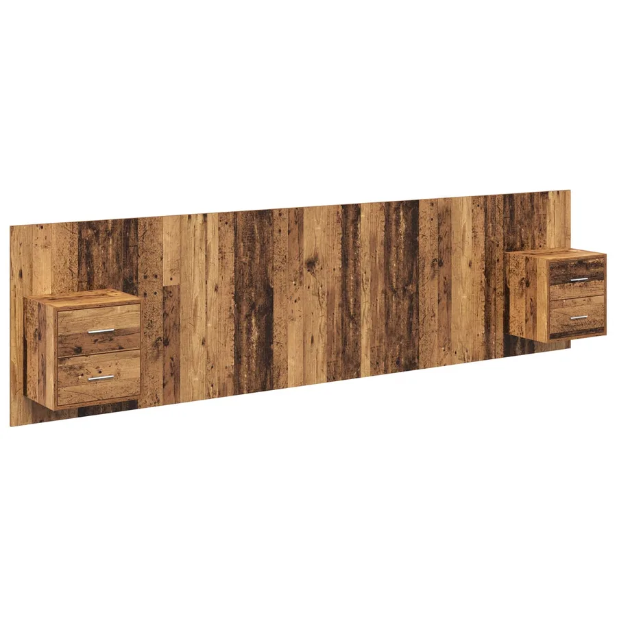 Tête de lit avec armoire 3 pcs Bois Ancien Bois d'ingénierie - 2