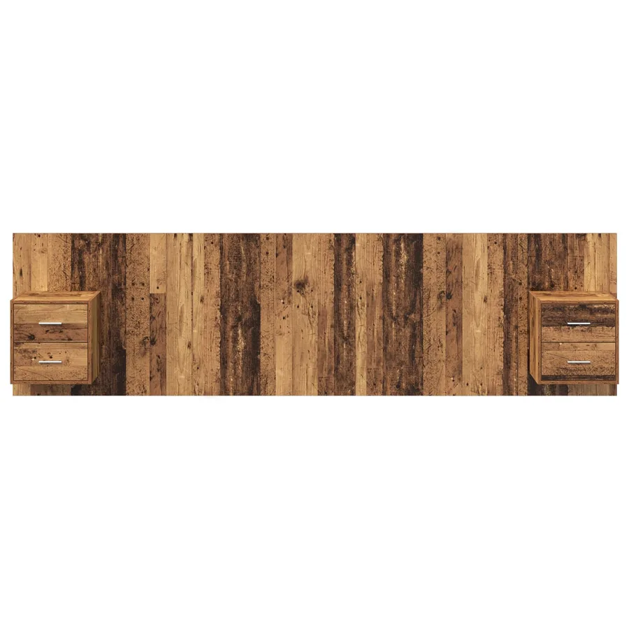 Tête de lit avec armoire 3 pcs Bois Ancien Bois d'ingénierie - 7