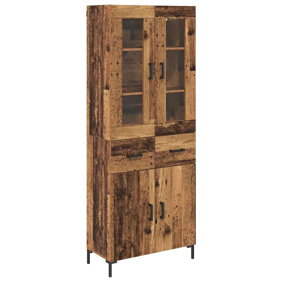 Haut Armoire avec tiroir 2 pcs Bois ancien Bois d'ingénierie - 2