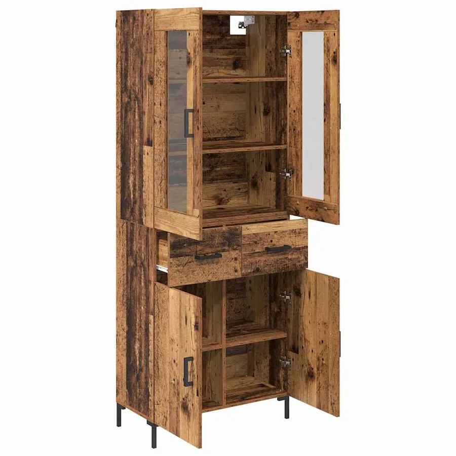 Haut Armoire avec tiroir 2 pcs Bois ancien Bois d'ingénierie - 5