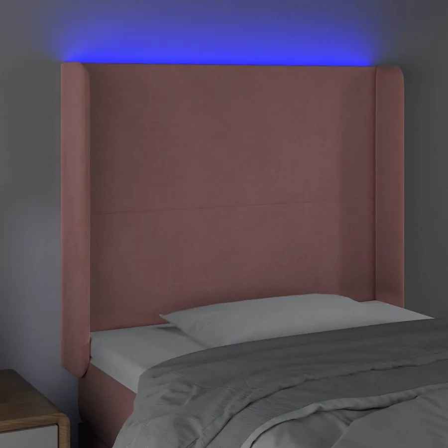 Tête de lit à LED Rose 103x16x118/128 cm Velours - 4
