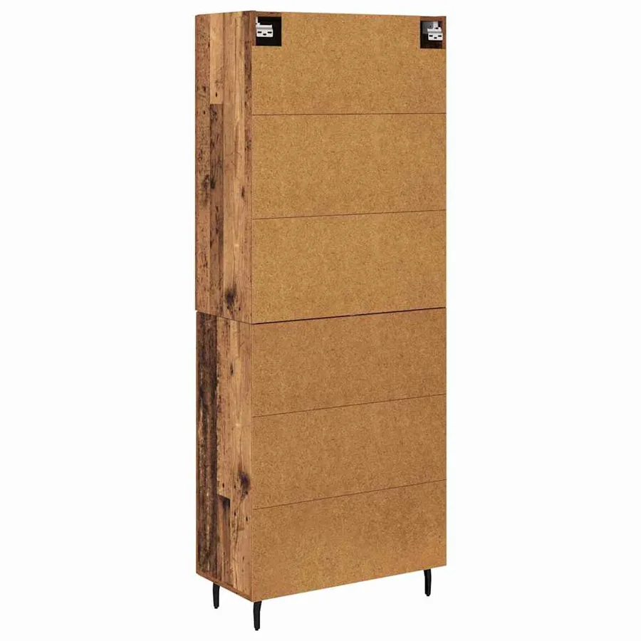 Haut Armoire 2 pcs Bois Ancien Bois d'ingénierie - 8