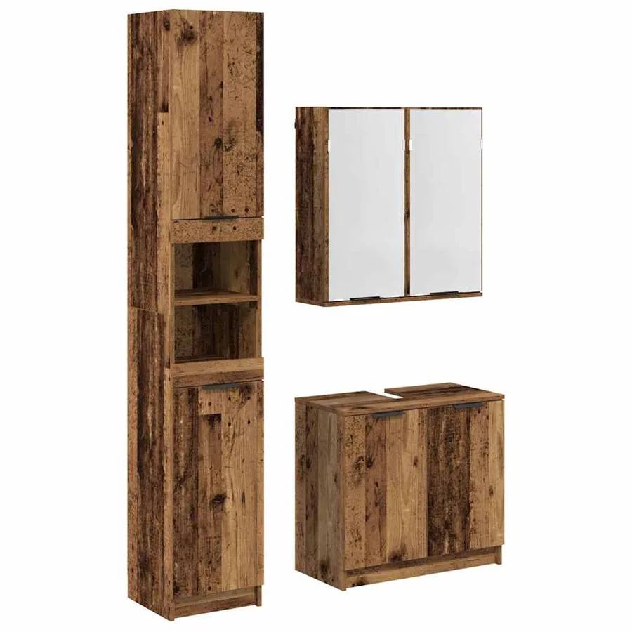 Ensemble de Meubles de Salle de Bain 3 pcs Bois Ancien - 2