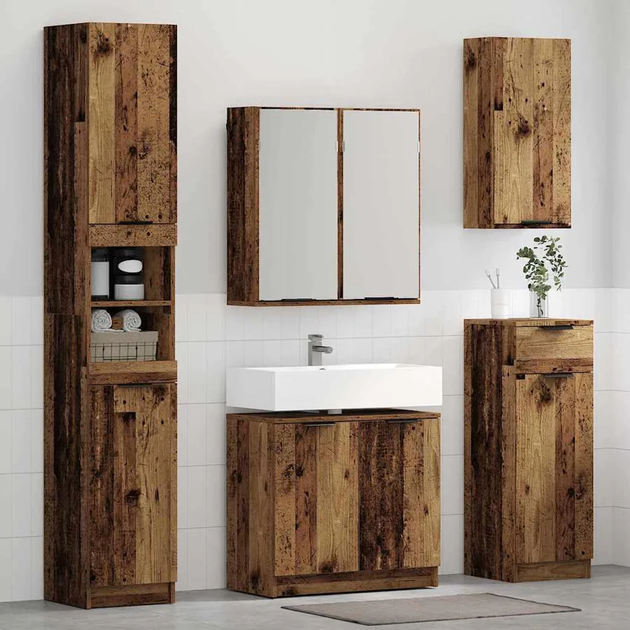 Ensemble de Meubles de Salle de Bain 3 pcs Bois Ancien - 4