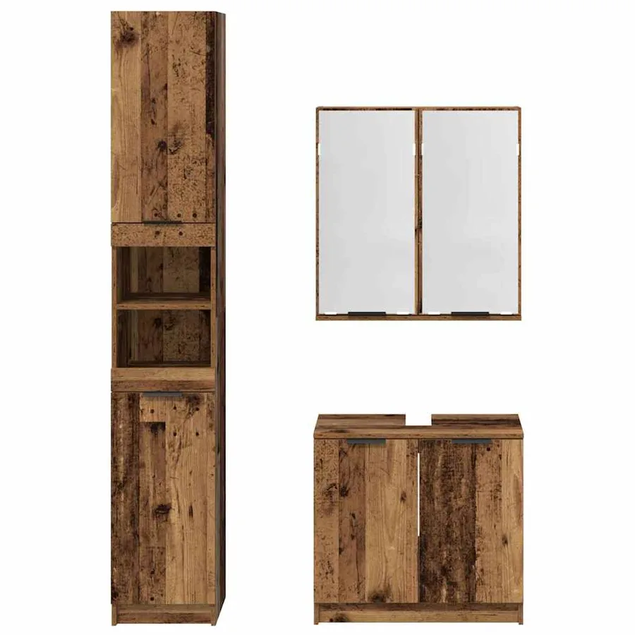 Ensemble de Meubles de Salle de Bain 3 pcs Bois Ancien - 9