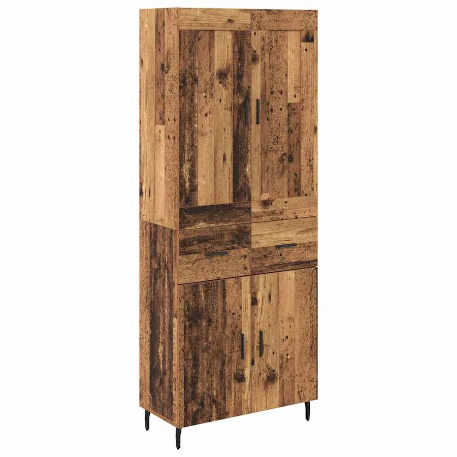 Haut Armoire avec tiroir 2 pcs Bois ancien Bois d'ingénierie - 2