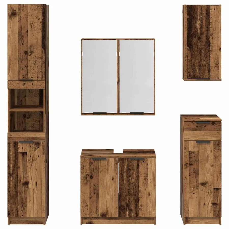 Ensemble de mobilier de salle de bain 5 pcs Bois ancien - 11