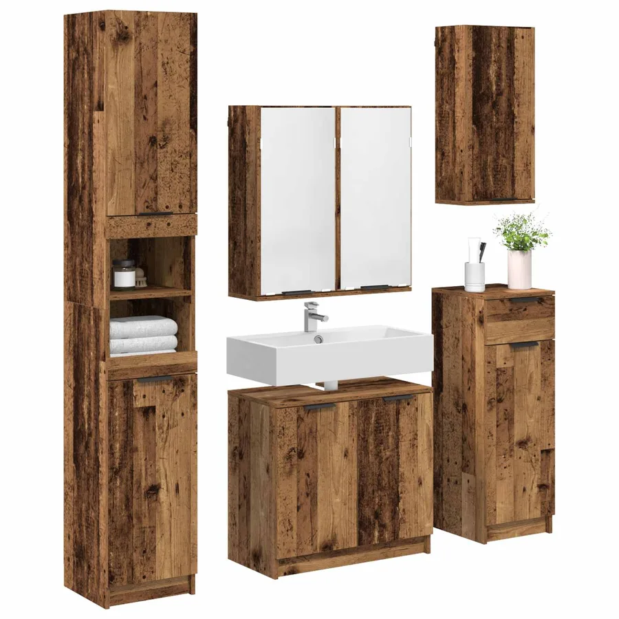 Ensemble de mobilier de salle de bain 5 pcs Bois ancien - 3