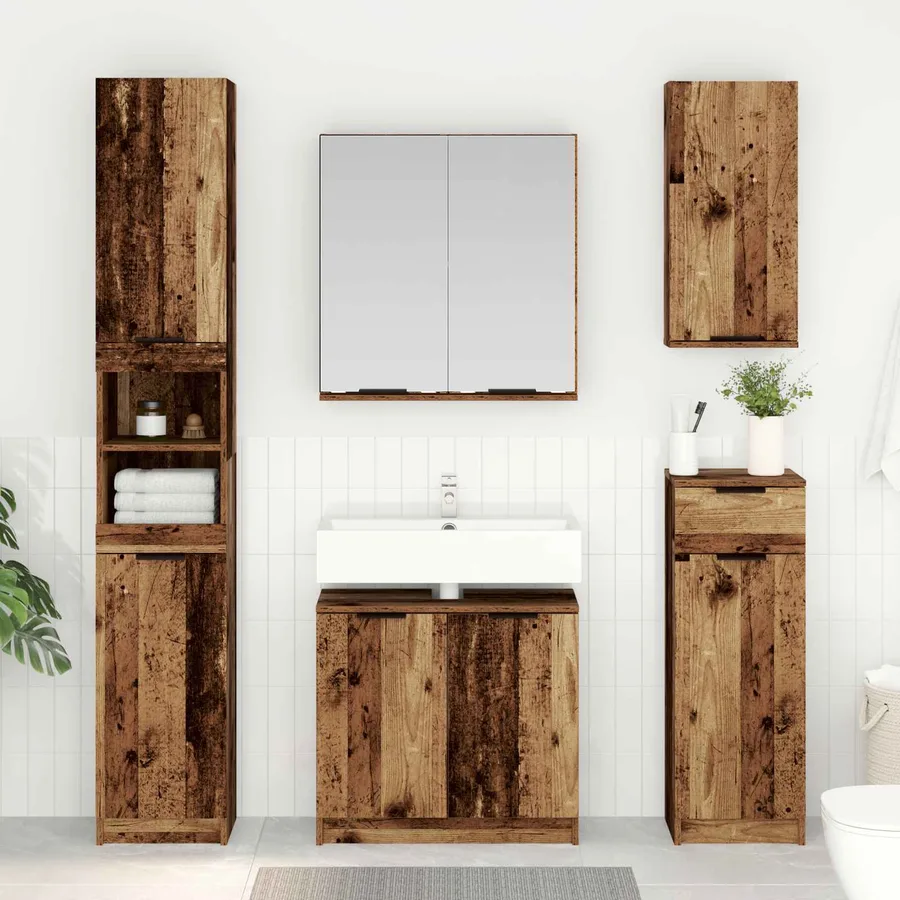Ensemble de mobilier de salle de bain 5 pcs Bois ancien - 4