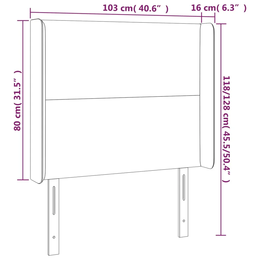Tête de lit avec oreilles Rose 103x16x118/128 cm Velours - 9