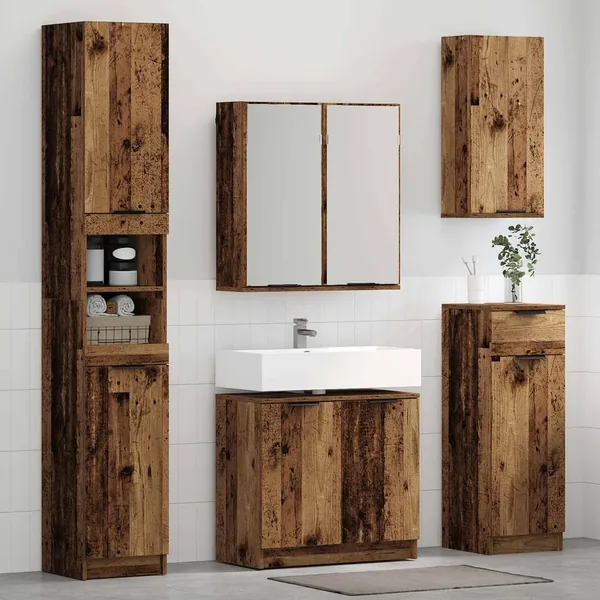 Ensemble de mobilier de salle de bain 4 pcs Bois ancien