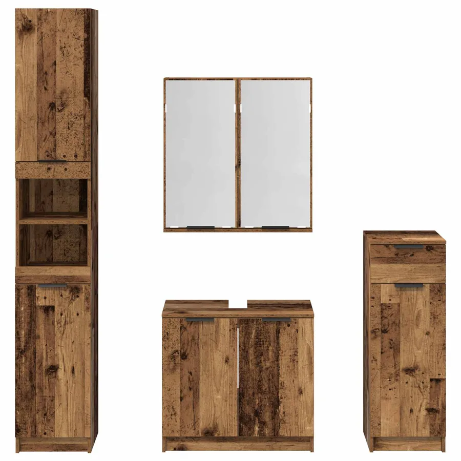 Ensemble de mobilier de salle de bain 4 pcs Bois ancien - 10