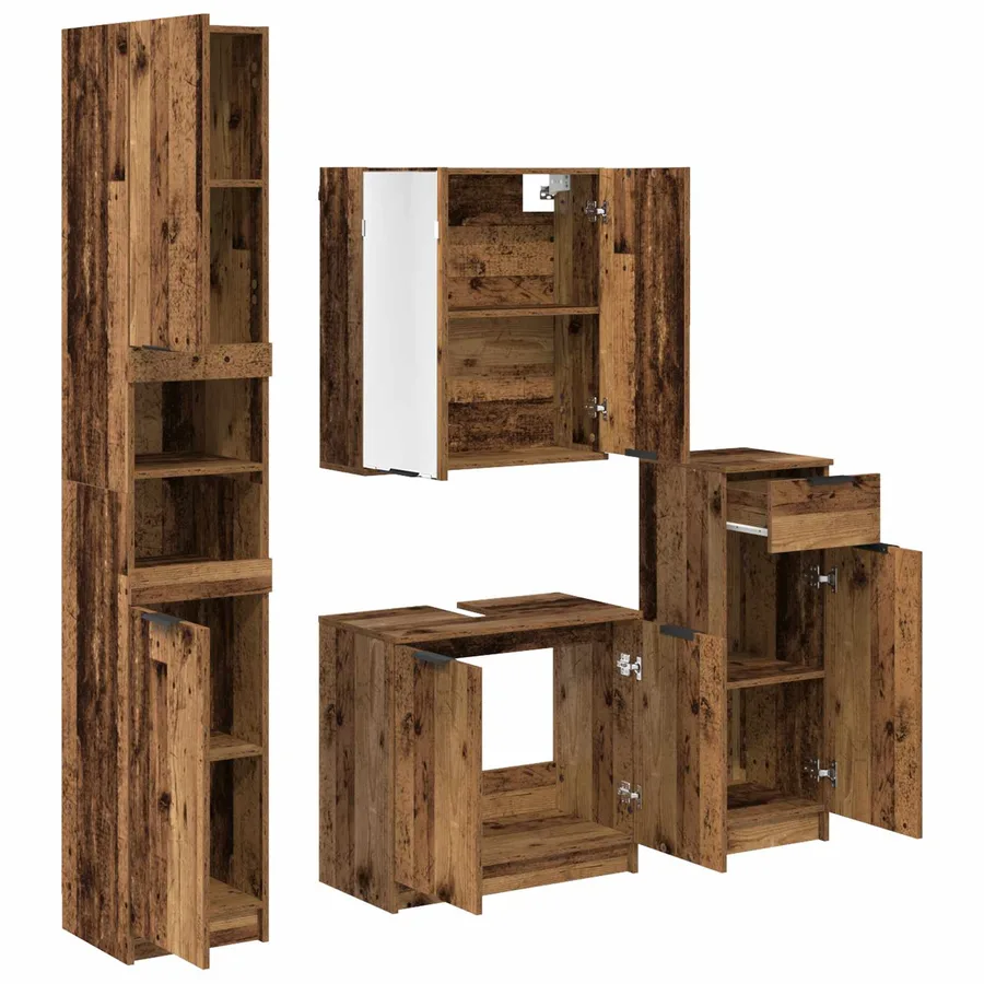 Ensemble de mobilier de salle de bain 4 pcs Bois ancien - 9