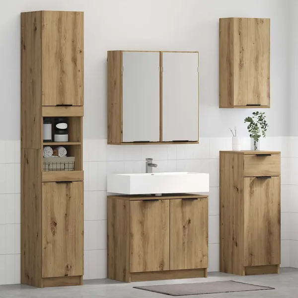 Ensemble de mobilier de salle de bain 5 pc Chêne artisanal
