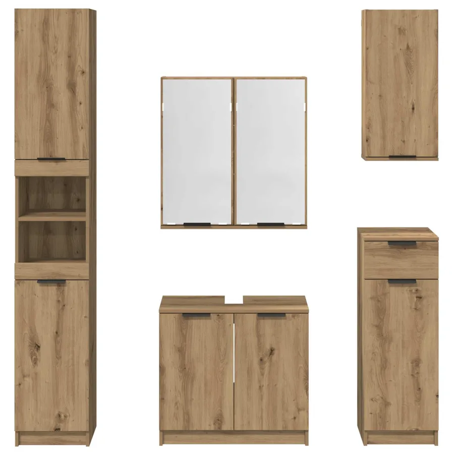 Ensemble de mobilier de salle de bain 5 pc Chêne artisanal - 11