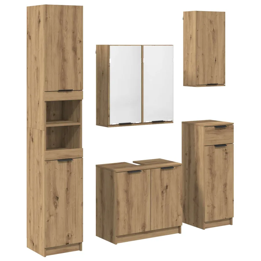 Ensemble de mobilier de salle de bain 5 pc Chêne artisanal - 2