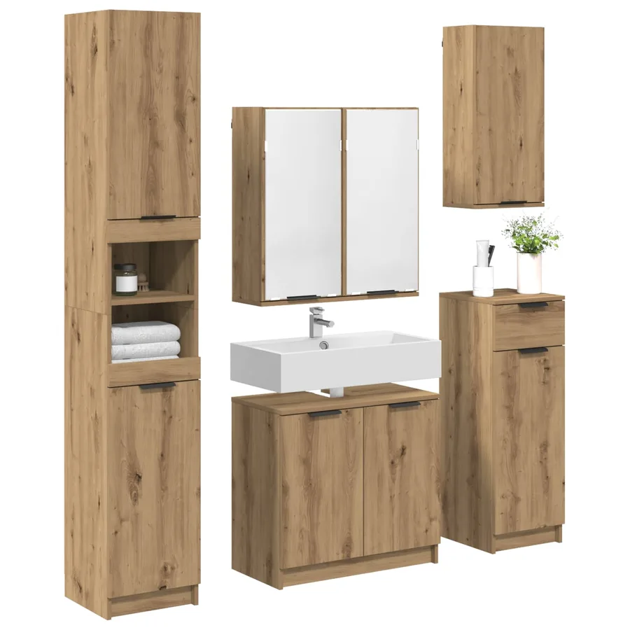 Ensemble de mobilier de salle de bain 5 pc Chêne artisanal - 3