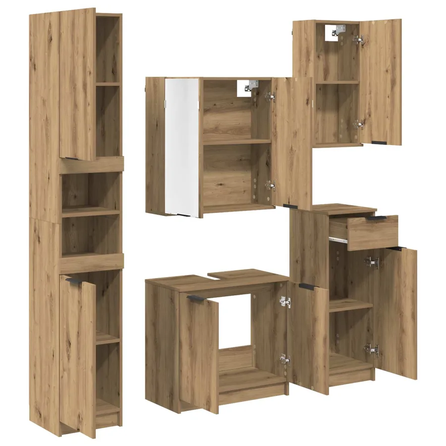 Ensemble de mobilier de salle de bain 5 pc Chêne artisanal - 9