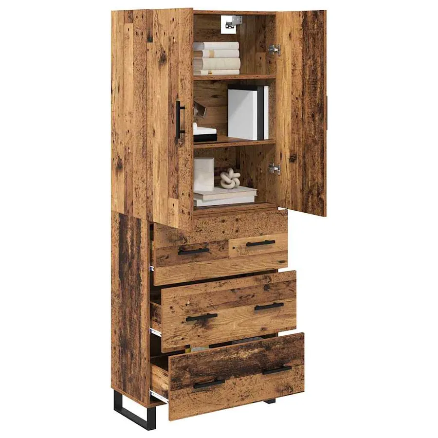 Haut Armoire avec tiroir 2 pcs Bois Ancien 69,5 x 34 x 180 cm - 3