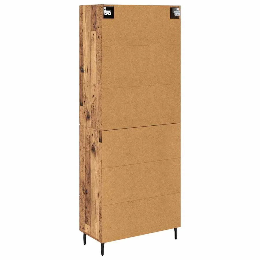Haut Armoire 2 pcs Bois Ancien Bois Aggloméré et Verre - 10