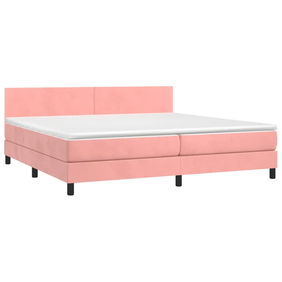 Sommier à lattes de lit avec matelas LED Rose 200x200cm Velours - 4