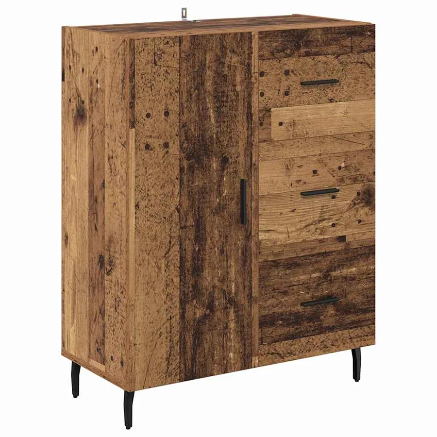 Haut Armoire avec tiroir 2 pcs Bois Ancien Bois d'ingénierie - 6