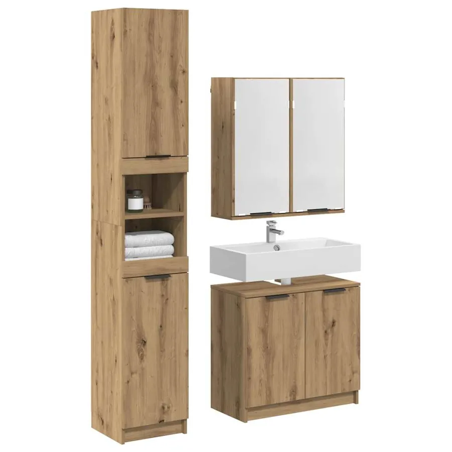 Ensemble de Meubles de Salle de Bain 3 pc Chêne artisanal - 3