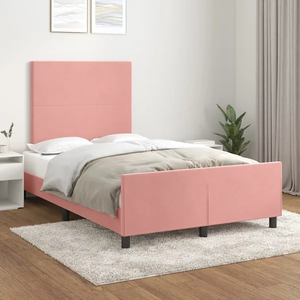 Cadre de lit sans matelas rose 120x200 cm velours