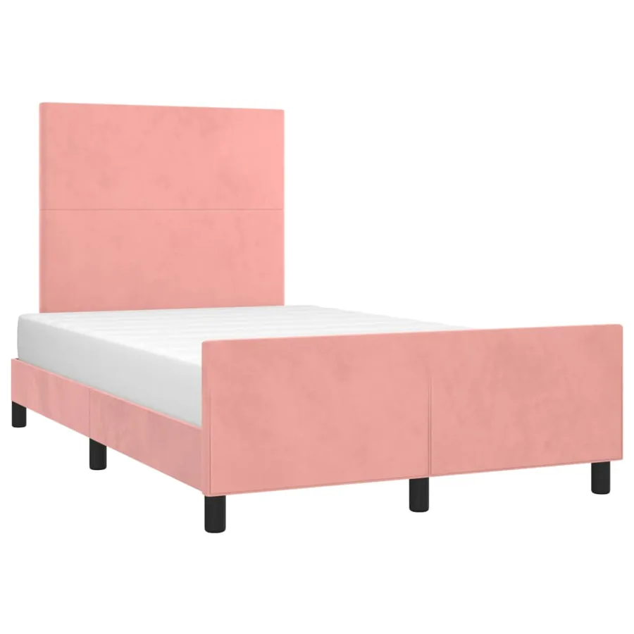 Cadre de lit sans matelas rose 120x200 cm velours - 3