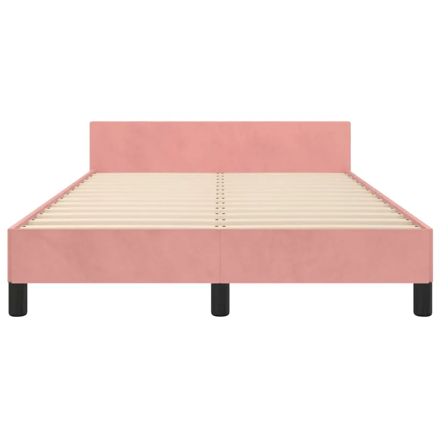 Cadre de lit sans matelas rose 120x200 cm velours - 6