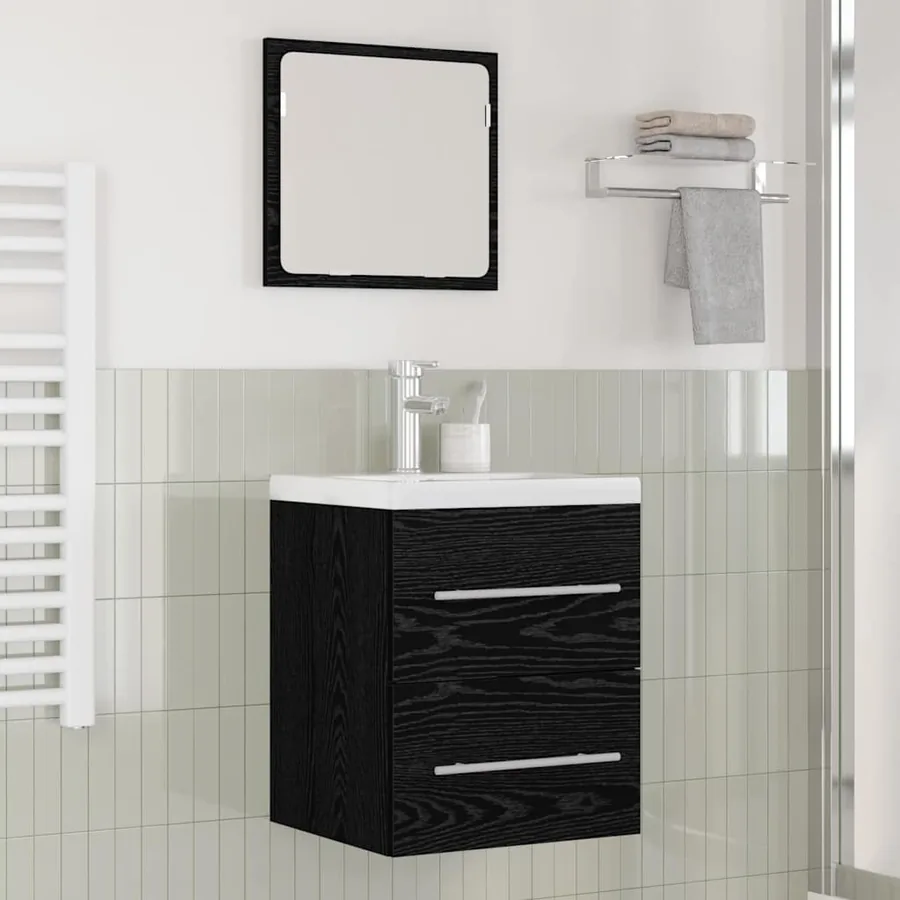 Meuble de Lavabo de Salle de Bain Chêne noir 41 x 38,5 x 48 cm