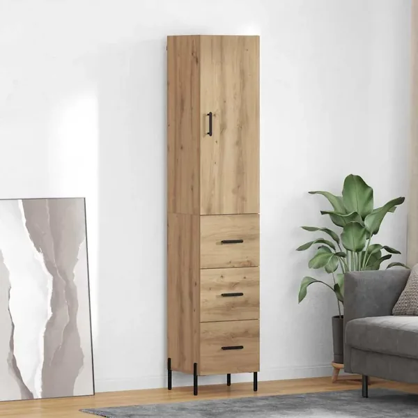 Haut Armoire avec tiroir Chêne artisanal 34,5 x 34 x 180 cm