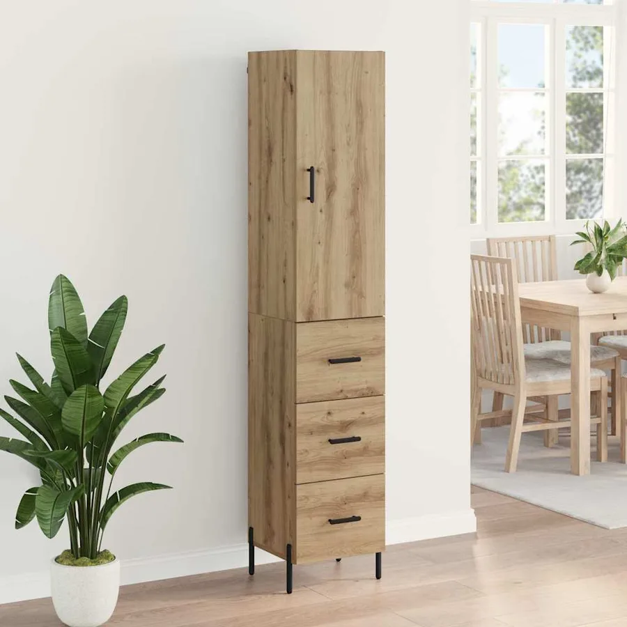 Haut Armoire avec tiroir Chêne artisanal 34,5 x 34 x 180 cm - 4