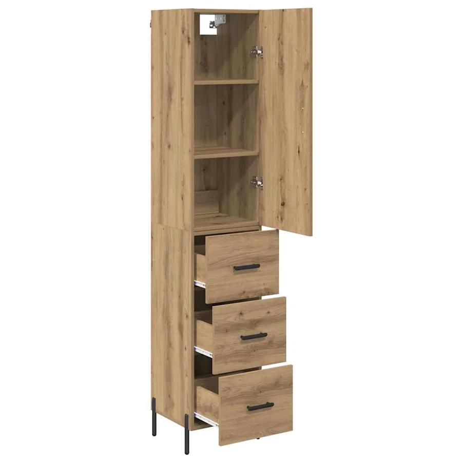 Haut Armoire avec tiroir Chêne artisanal 34,5 x 34 x 180 cm - 5