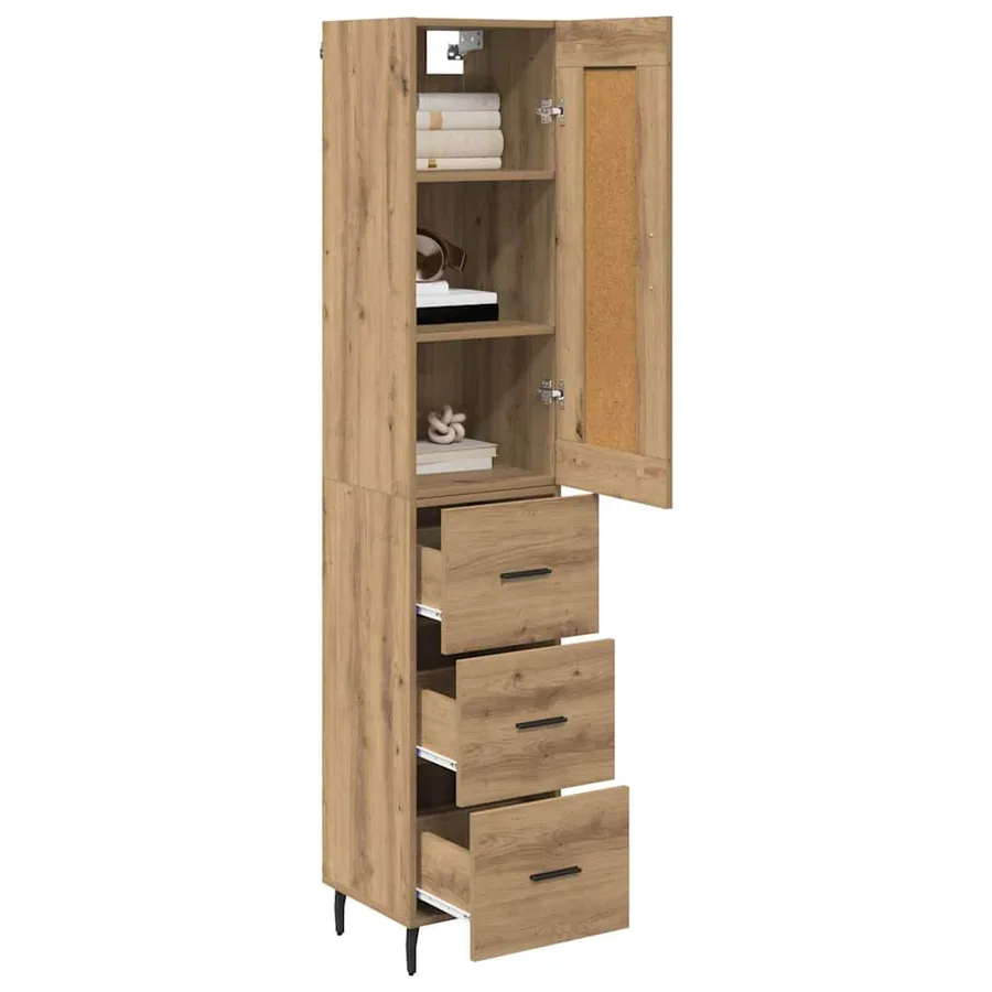 Haut Armoire avec tiroir Chêne artisanal 34,5 x 34 x 180 cm - 3