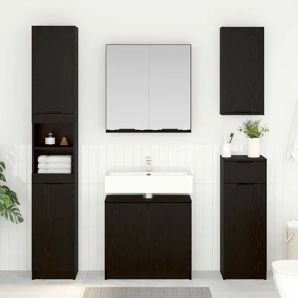 Ensemble de Meubles de Salle de Bain 2 pcs Chêne noir
