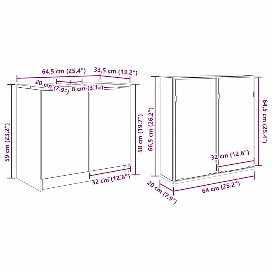 Ensemble de Meubles de Salle de Bain 2 pcs Chêne noir - 14