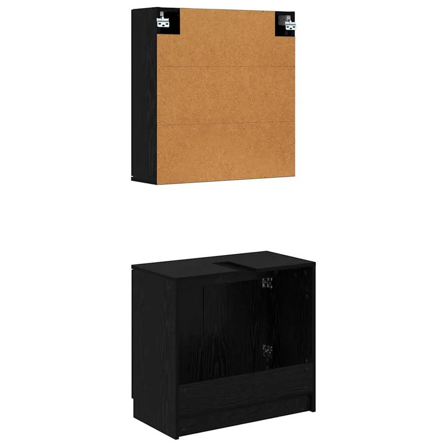 Ensemble de Meubles de Salle de Bain 2 pcs Chêne noir - 9