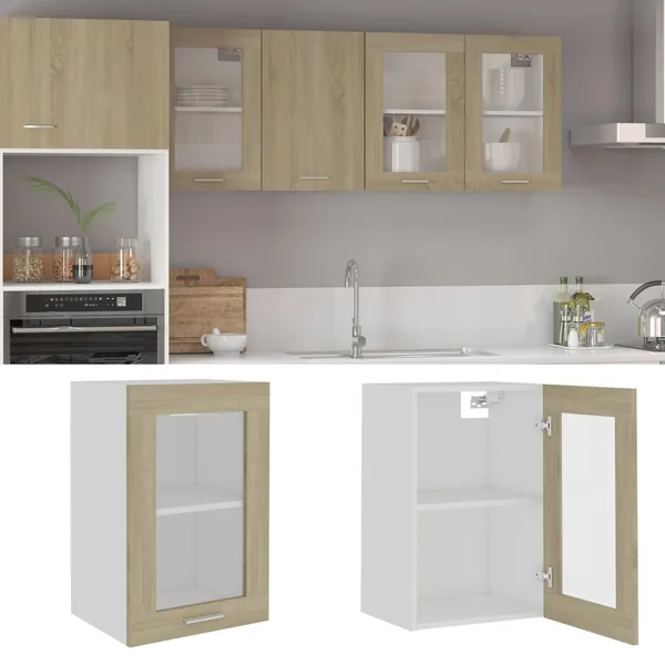 Vitrine suspendue "Lyon" Chêne Sonoma 40 x 31 x 60 cm Bois d'ingénierie