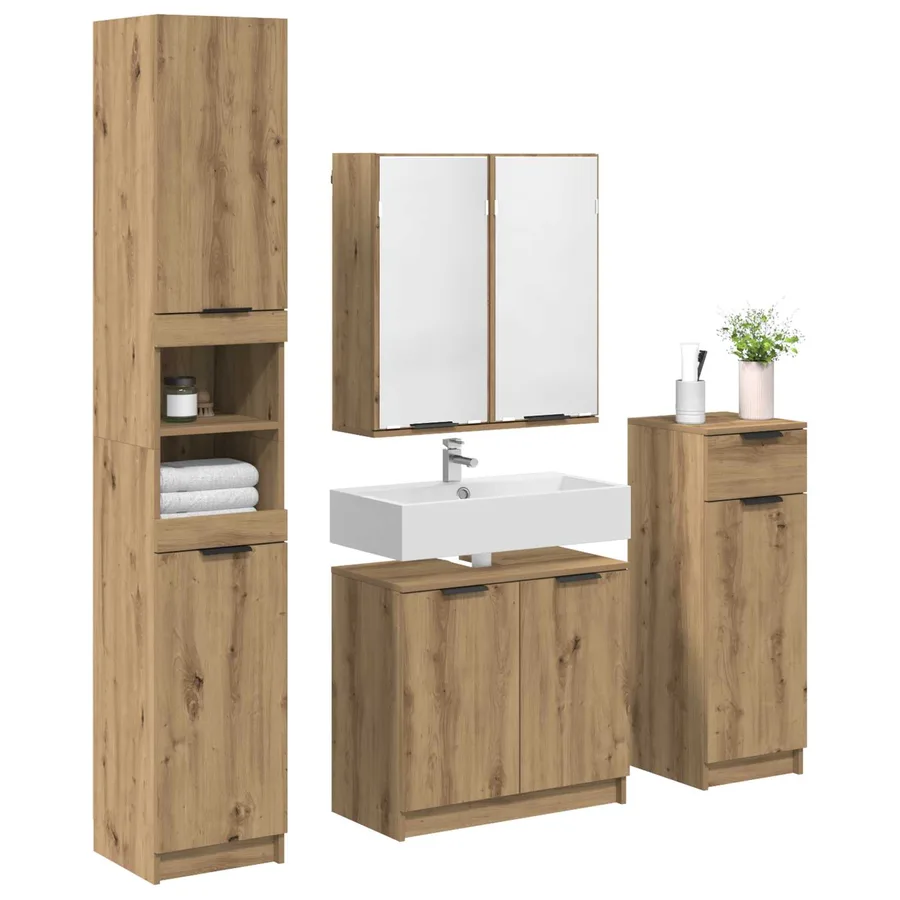 Ensemble de mobilier de salle de bain 4 pc Chêne artisanal - 3