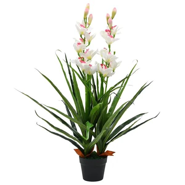 Plante artificielle Orchidée Cymbidium avec pot 100 cm Vert