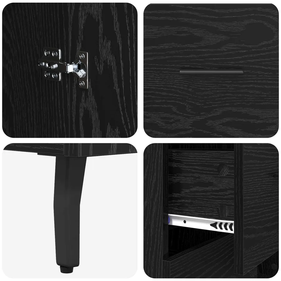 Haut Armoire avec tiroir 2 pcs Chêne noir Bois d'ingénierie - 10